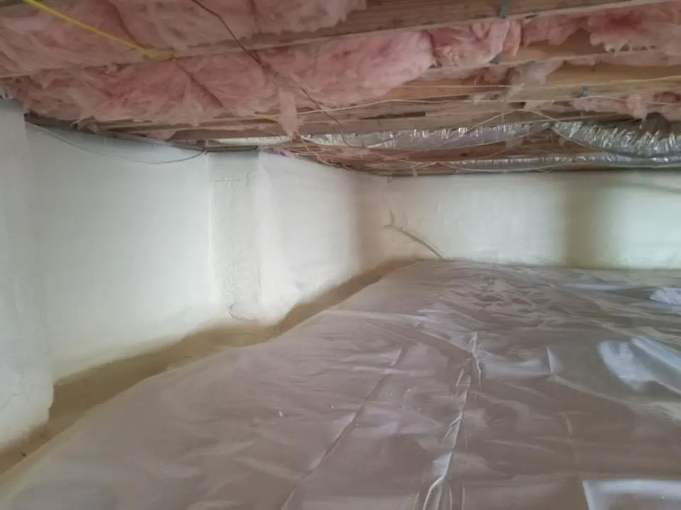 Crawl space encapsulation with closed-cell spray foam for Attic Insulation in East Camden
